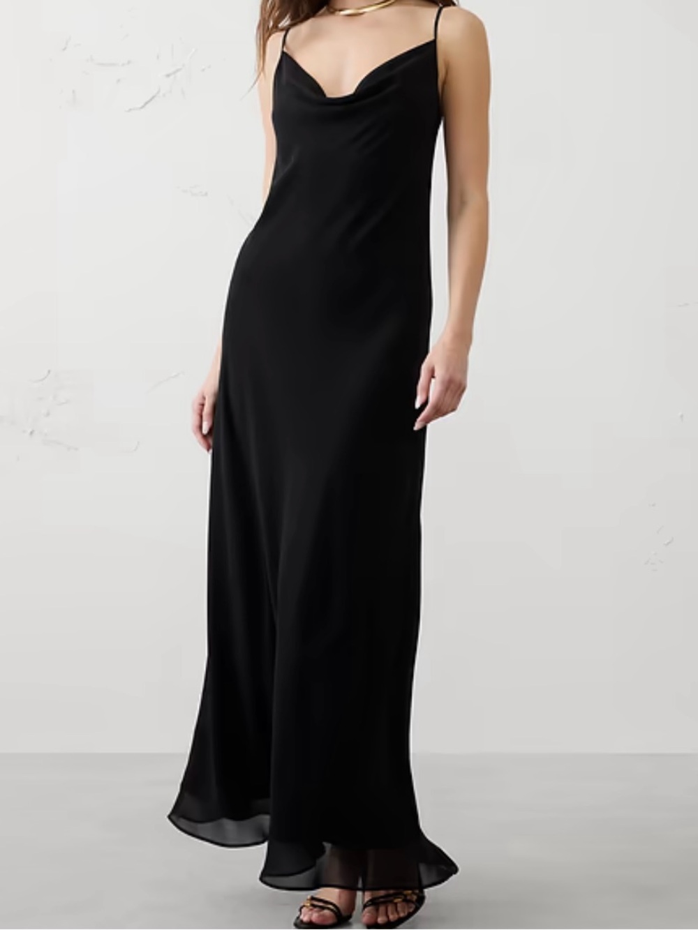 Banana Republic Factory Black Cowl Neck Maxi Slip Dress